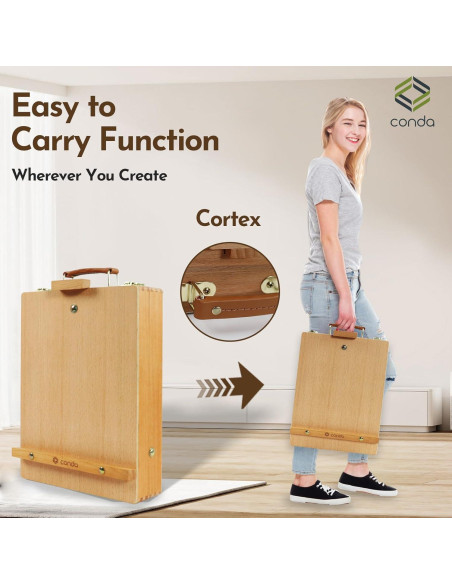 Caballete de Mesa Ajustable CONDA - Caja de Dibujo de Madera Caballete de Mesa Ajustable CONDA - Caja de Dibujo de Madera
