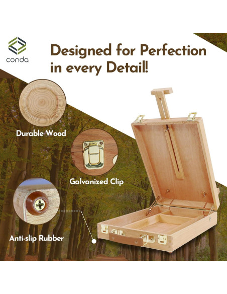 Caballete de Mesa Ajustable CONDA - Caja de Dibujo de Madera Caballete de Mesa Ajustable CONDA - Caja de Dibujo de Madera