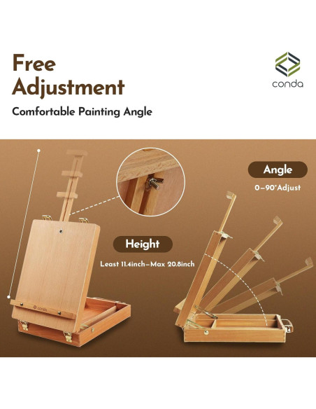 Caballete de Mesa Ajustable CONDA - Caja de Dibujo de Madera Caballete de Mesa Ajustable CONDA - Caja de Dibujo de Madera