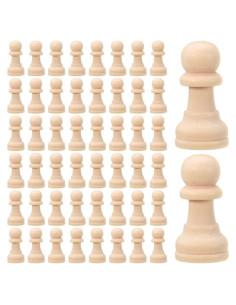 Juego de Ajedrez de Madera EXCEART 50 Piezas en Blanco para Pintar