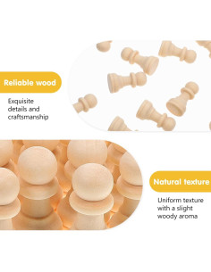 Juego de Ajedrez de Madera EXCEART 50 Piezas en Blanco para Pintar 2