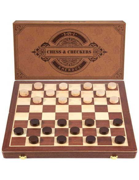 Juego de Ajedrez y Damas Magnético AMEROUS 38.1 cm 2 en 1 Juego de Ajedrez y Damas Magnético AMEROUS 38.1 cm 2 en 1