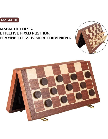 Juego de Ajedrez y Damas Magnético AMEROUS 38.1 cm 2 en 1 Juego de Ajedrez y Damas Magnético AMEROUS 38.1 cm 2 en 1