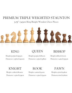 Piezas de Ajedrez A&A Premium Staunton Madera Nogal 9.5cm 2