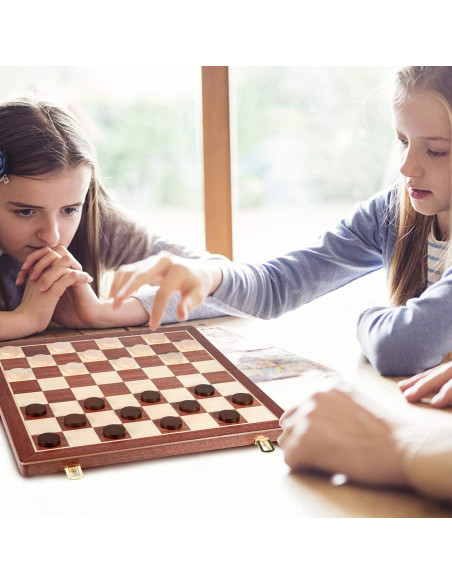 Juego de Ajedrez y Damas Magnético AMEROUS 38.1 cm 2 en 1 Juego de Ajedrez y Damas Magnético AMEROUS 38.1 cm 2 en 1