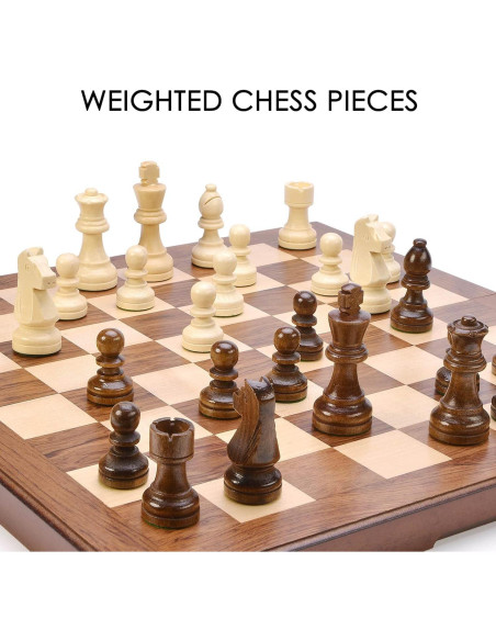 Juego de Ajedrez y Damas 2 en 1 AMEROUS Madera 39.62 cm