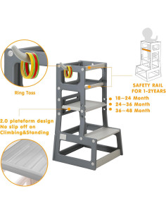 Escalera Ajustable para Niños SDADI con Barandillas y Antideslizante 2