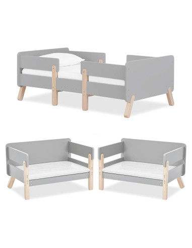 Cama Convertible Dream On Me Osko para Niños en Gris, Pino Sostenible