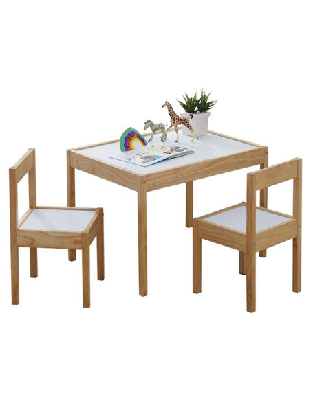 Conjunto de Mesa y Sillas de Madera PJ Wood 3 Piezas para Niños