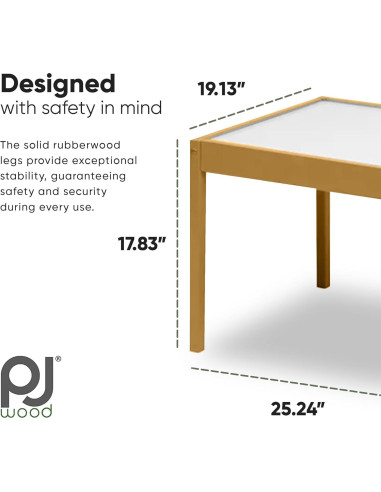 Conjunto de Mesa y Sillas de Madera PJ Wood 3 Piezas para Niños