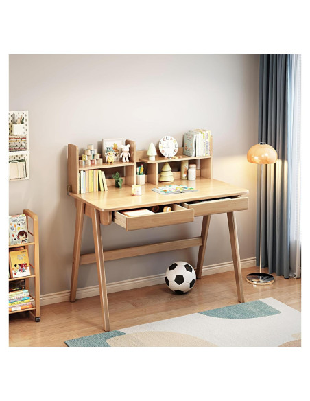 Escritorio Infantil BALANBO de Madera de Caucho con Estantería