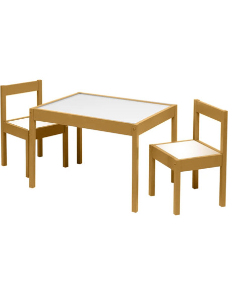 Conjunto de Mesa y Sillas de Madera PJ Wood 3 Piezas para Niños
