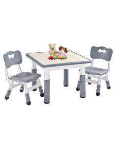 Conjunto de Mesa y 2 Sillas FUNLIO Ajustable para Niños 3-8 Años