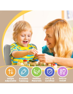 Conjunto de Mesa y 2 Sillas FUNLIO Ajustable para Niños 3-8 Años 2