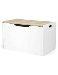 Cofre de Juguetes Humble Crew Blanco y Madera Natural 68.6x38.1x42.4cm