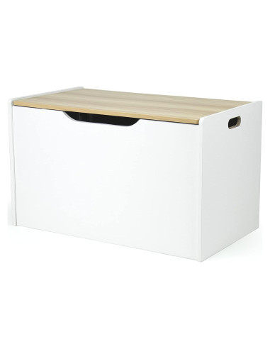 Cofre de Juguetes Humble Crew Blanco y Madera Natural 68.6x38.1x42.4cm