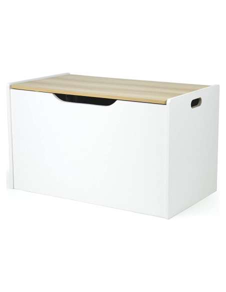 Cofre de Juguetes Humble Crew Blanco y Madera Natural 68.6x38.1x42.4cm