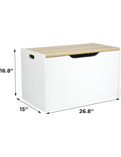 Cofre de Juguetes Humble Crew Blanco y Madera Natural 68.6x38.1x42.4cm 2