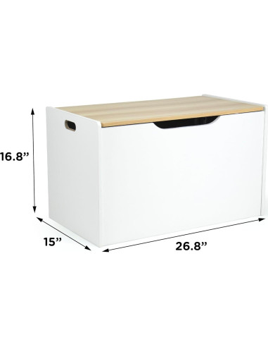 Cofre de Juguetes Humble Crew Blanco y Madera Natural 68.6x38.1x42.4cm
