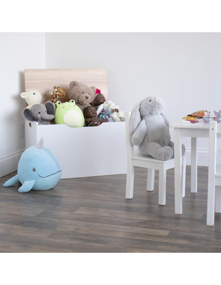 Cofre de Juguetes Humble Crew Blanco y Madera Natural 68.6x38.1x42.4cm
