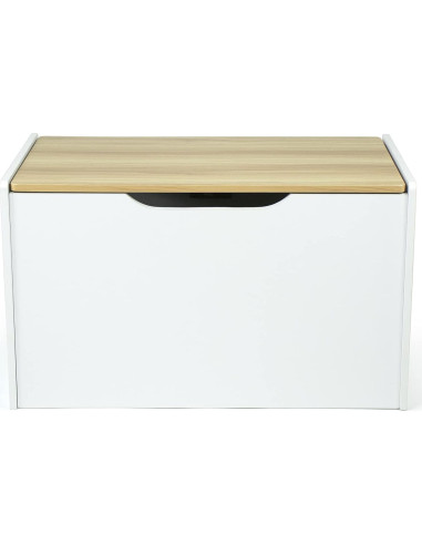 Cofre de Juguetes Humble Crew Blanco y Madera Natural 68.6x38.1x42.4cm
