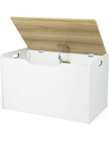 Cofre de Juguetes Humble Crew Blanco y Madera Natural 68.6x38.1x42.4cm