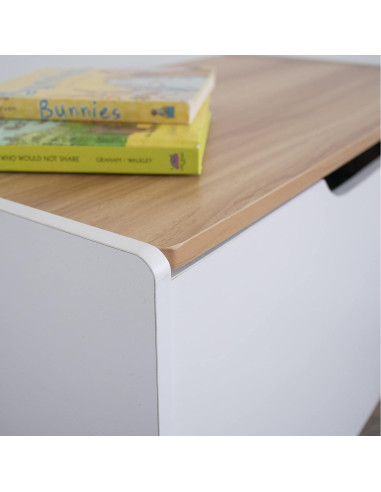 Cofre de Juguetes Humble Crew Blanco y Madera Natural 68.6x38.1x42.4cm