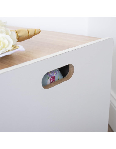 Cofre de Juguetes Humble Crew Blanco y Madera Natural 68.6x38.1x42.4cm