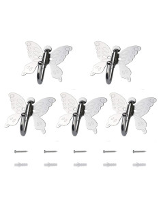 Ganchos de Pared Mariposa SUNUNICO - Acero Inoxidable - 5 Piezas