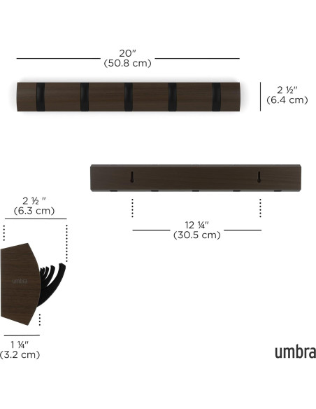 Perchero de Pared Umbra Flip 5 Ganchos Negro Moderno Perchero de Pared Umbra Flip 5 Ganchos Negro Moderno