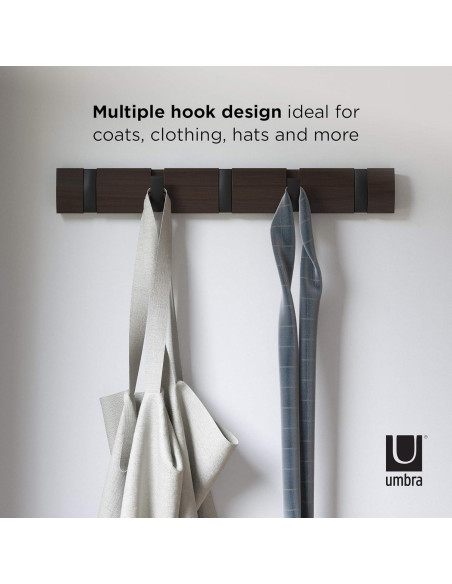 Perchero de Pared Umbra Flip 5 Ganchos Negro Moderno Perchero de Pared Umbra Flip 5 Ganchos Negro Moderno