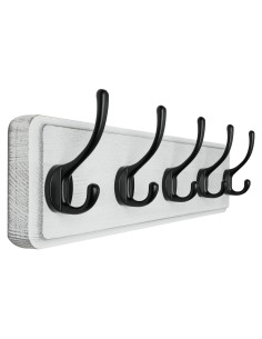 Perchero de Pared Rústico SKOLOO con 5 Ganchos de Madera