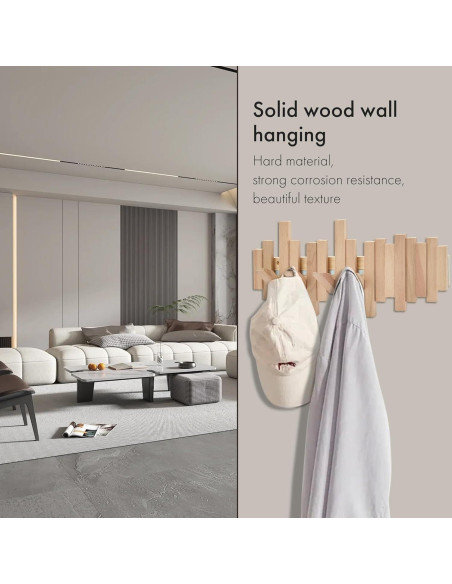Perchero de Madera Natural HLYYCC Plegable 6 Ganchos Perchero de Madera Natural HLYYCC Plegable 6 Ganchos