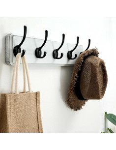 Perchero de Pared Rústico SKOLOO con 5 Ganchos de Madera 2