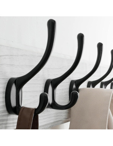 Perchero de Pared Rústico SKOLOO con 5 Ganchos de Madera