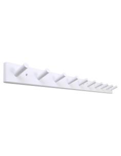 Perchero de Madera SKOLOO Blanco Montado en Pared 10 Ganchos
