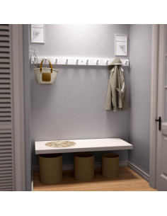 Perchero de Madera SKOLOO Blanco Montado en Pared 10 Ganchos 2