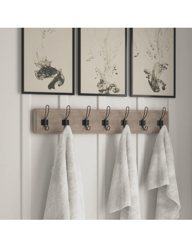 Perchero de Madera Sólida HBCY Creations 86 cm 7 Ganchos