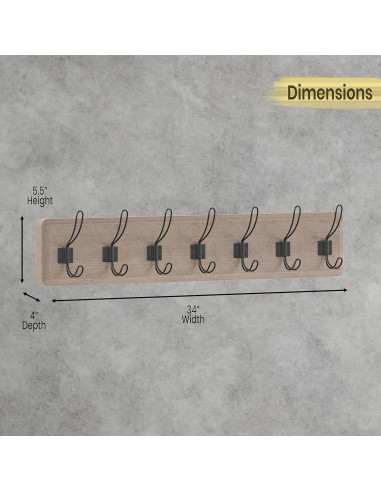 Perchero de Madera Sólida HBCY Creations 86 cm 7 Ganchos