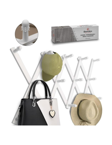 Perchero Acordeón DOMDAX Blanco Expandible 14 Picos Antideslizantes Perchero Acordeón DOMDAX Blanco Expandible 14 Picos Antideslizantes