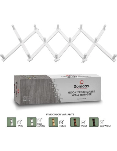 Perchero Acordeón DOMDAX Blanco Expandible 14 Picos Antideslizantes