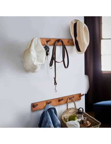 Perchero de Pared Evory 2 Pack de Madera Natural 42 cm