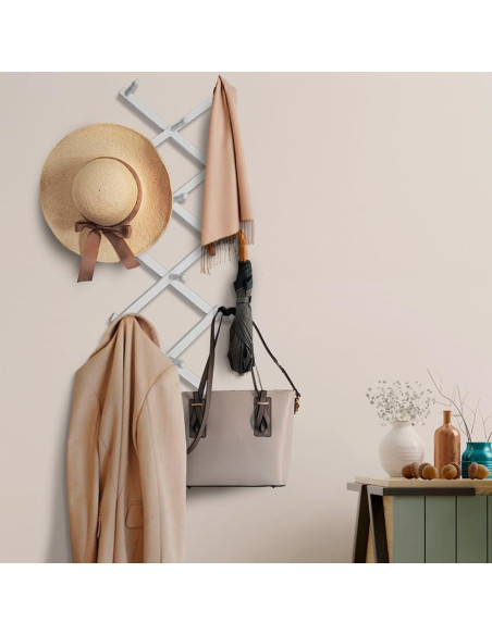 Perchero Acordeón DOMDAX Blanco Expandible 14 Picos Antideslizantes Perchero Acordeón DOMDAX Blanco Expandible 14 Picos Antideslizantes