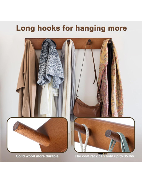 Perchero de Pared Evory 2 Pack de Madera Natural 42 cm