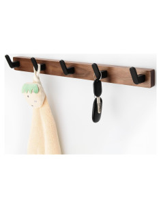 Perchero de pared IURRDOP de nogal 43 cm con 5 ganchos