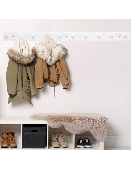 Perchero de Pared Dseap Blanco 10 Ganchos 97 cm Resistente Perchero de Pared Dseap Blanco 10 Ganchos 97 cm Resistente