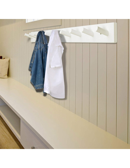 Perchero de Pared Dseap Blanco 10 Ganchos 97 cm Resistente Perchero de Pared Dseap Blanco 10 Ganchos 97 cm Resistente
