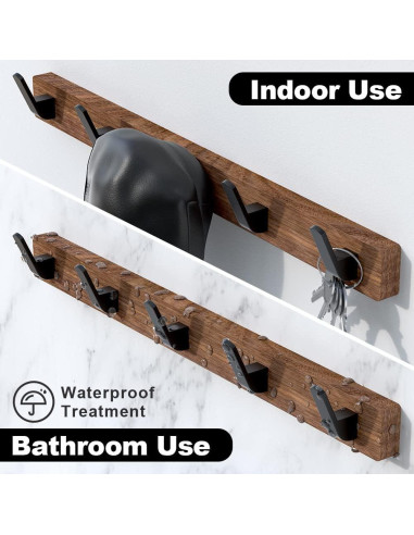 Perchero de pared IURRDOP de nogal 43 cm con 5 ganchos