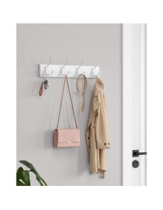 Perchero de Pared SONGMICS Blanco con 4 Ganchos Triangulares 2