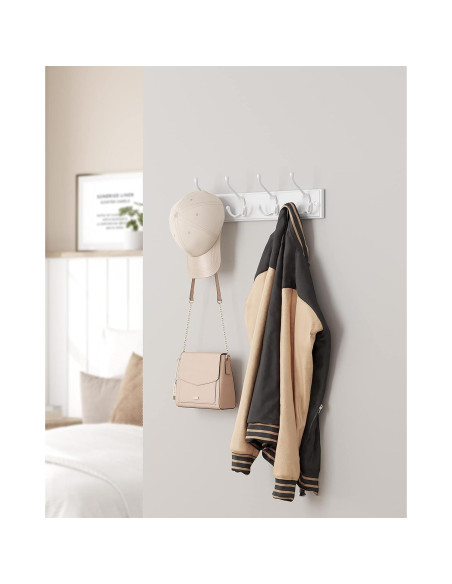 Perchero de Pared SONGMICS Blanco con 4 Ganchos Triangulares Perchero de Pared SONGMICS Blanco con 4 Ganchos Triangulares